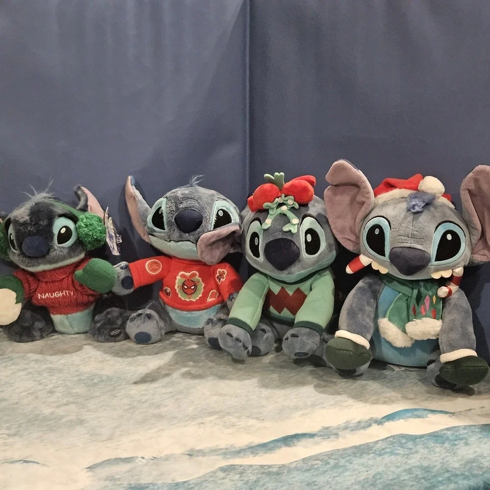 Disney Stitch‎ Christmas Holiday Plush Bundle 4 Lilo & Stitch Santa Naughty Elf